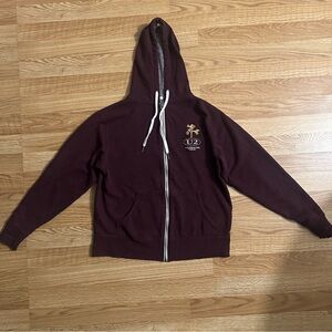 Maroon Men's Hoodie Zipped Joshua Tree U2 Concert Size Small